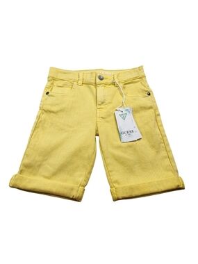 Guess Boys Shorts Size 6 Bright Yellow Cuffed Smart Organic Cotton NWT 30